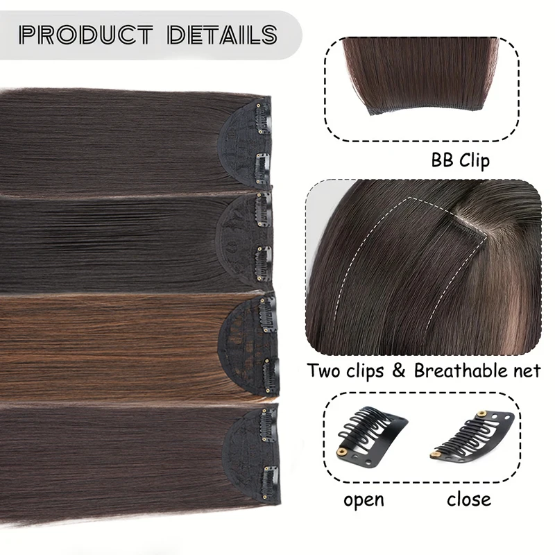 Synthetic Invisable Seamless Hair Pads Clip In Increase Hair Volume Hair Extensions Top Side Cover Hairpiece for Women