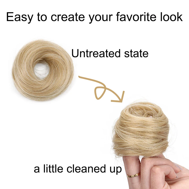 WIGSIN Synthetic Straight Donut Chignon Hairpieces Ombre Elastic Updo Chignon Fluffy Messy Scrunchies Hair Bun for Women