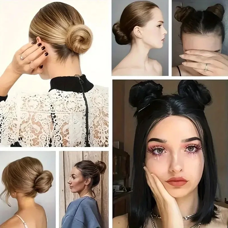 WIGSIN Synthetic Straight Donut Chignon Hairpieces Ombre Elastic Updo Chignon Fluffy Messy Scrunchies Hair Bun for Women