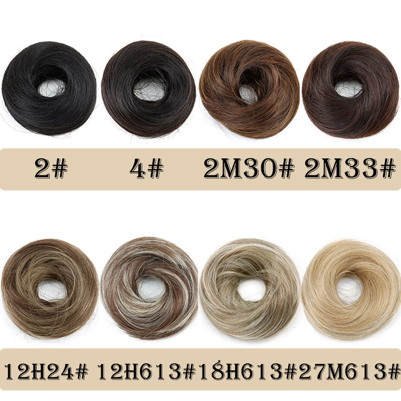 WIGSIN Synthetic Straight Donut Chignon Hairpieces Ombre Elastic Updo Chignon Fluffy Messy Scrunchies Hair Bun for Women