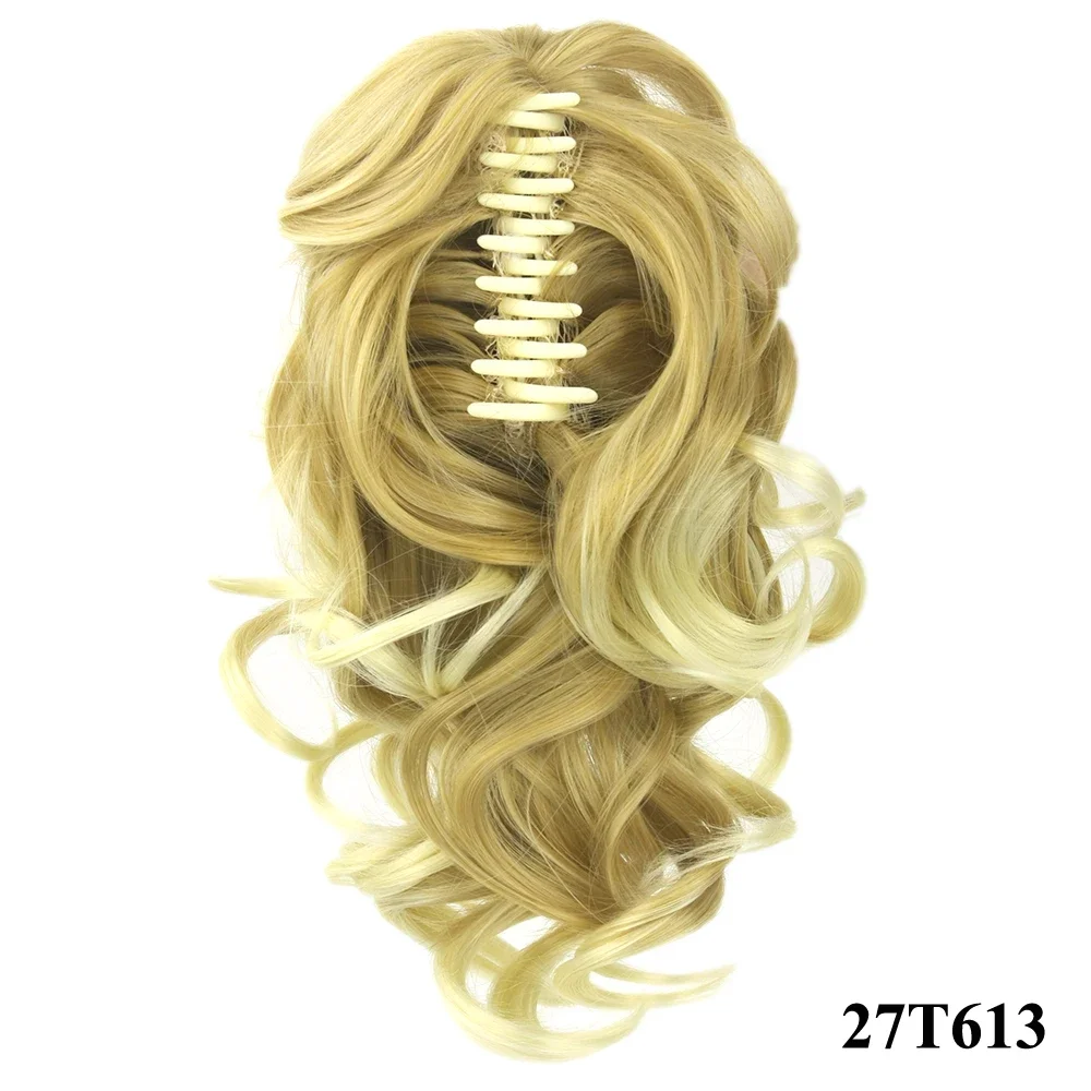 Soowee Short Curly Synthetic Hair Black To Burgundy Clip In Hair Extension Little Pony Tail Claw Ponytail False Hair on Clips