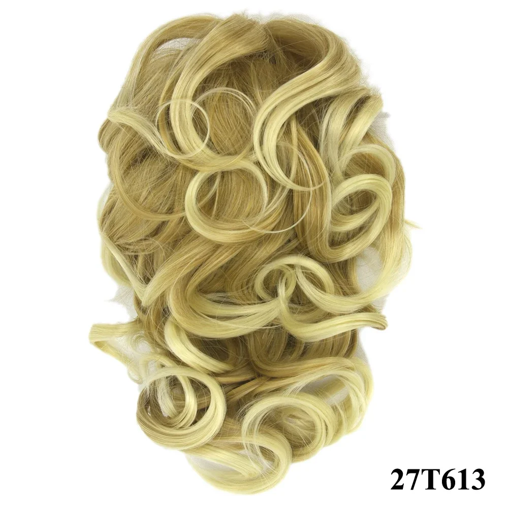 Soowee Short Curly Synthetic Hair Black To Burgundy Clip In Hair Extension Little Pony Tail Claw Ponytail False Hair on Clips