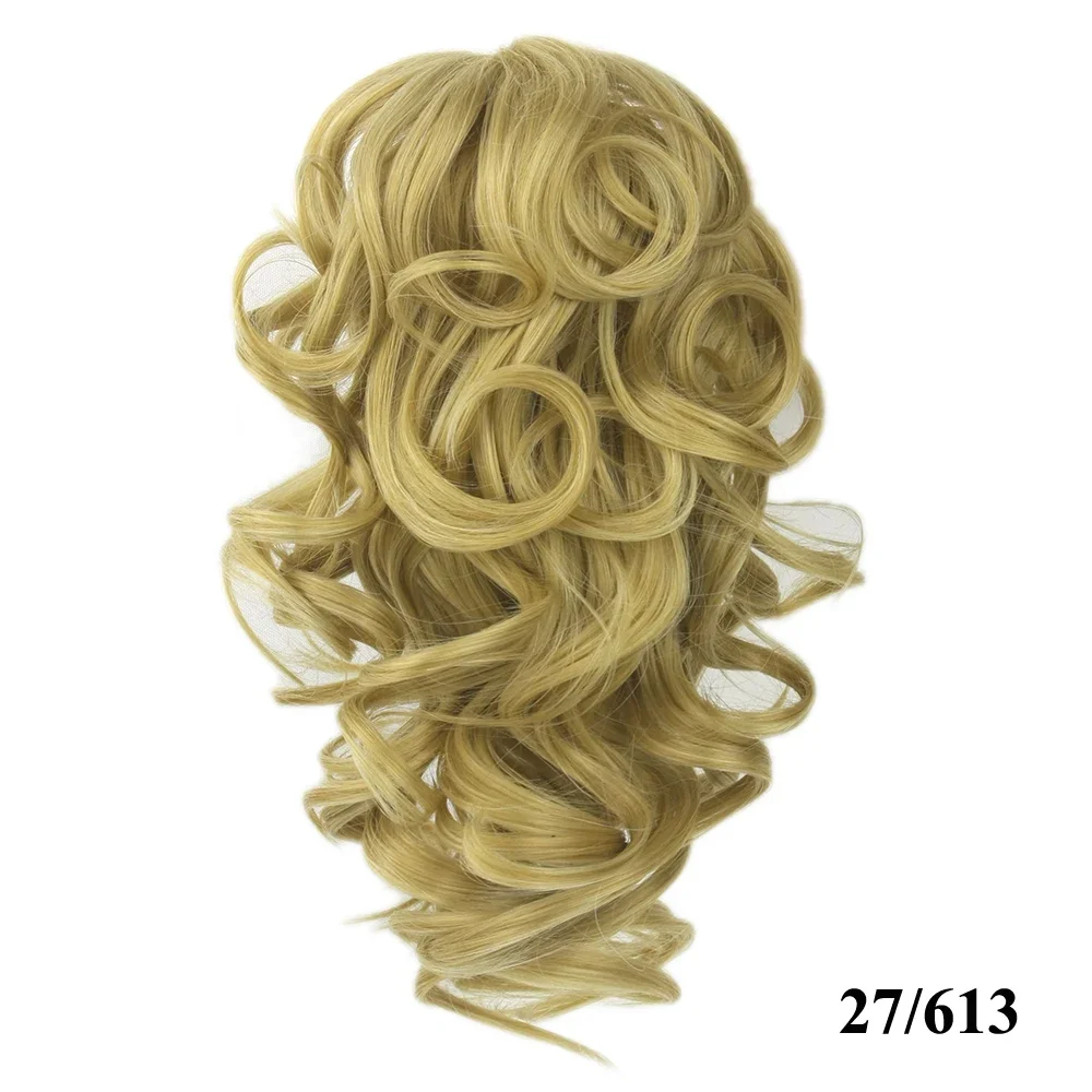Soowee Short Curly Synthetic Hair Black To Burgundy Clip In Hair Extension Little Pony Tail Claw Ponytail False Hair on Clips
