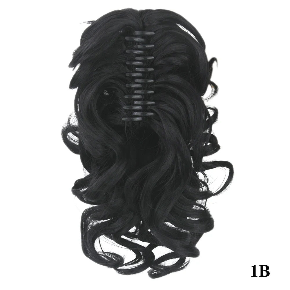 Soowee Short Curly Synthetic Hair Black To Burgundy Clip In Hair Extension Little Pony Tail Claw Ponytail False Hair on Clips