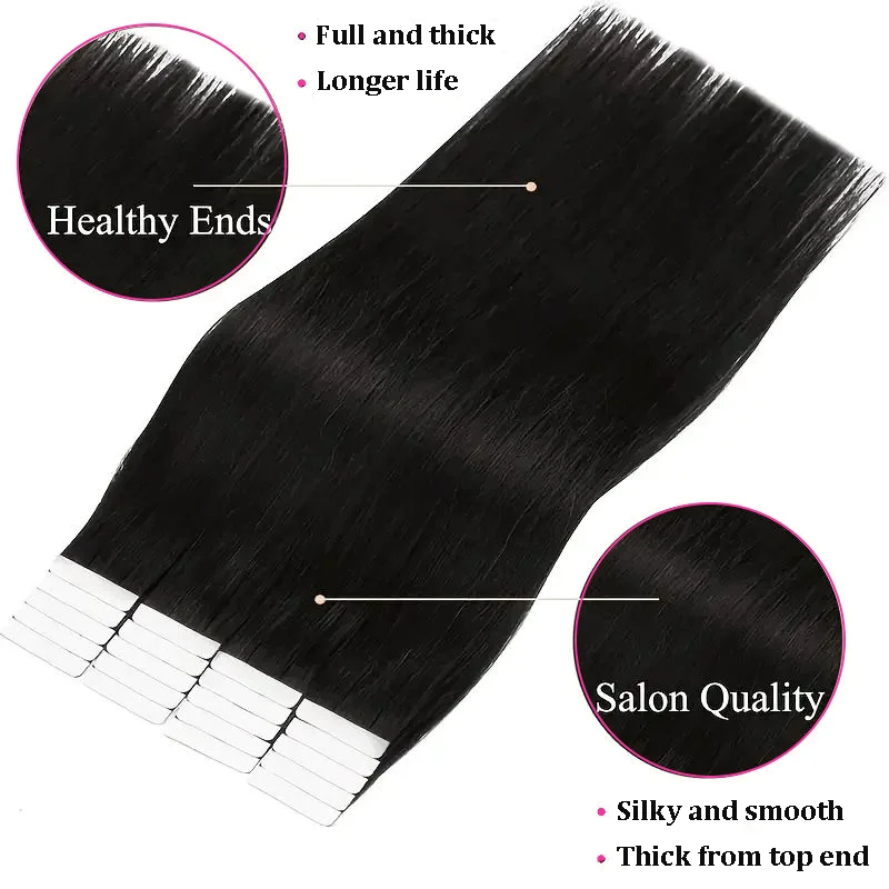 Tape Hair Extensions Machine Remy Seamless Skin Weft Adhesive 4x0.8cm Tape In Human Hair Natural Black Brown Blonde 20pcs 26inch
