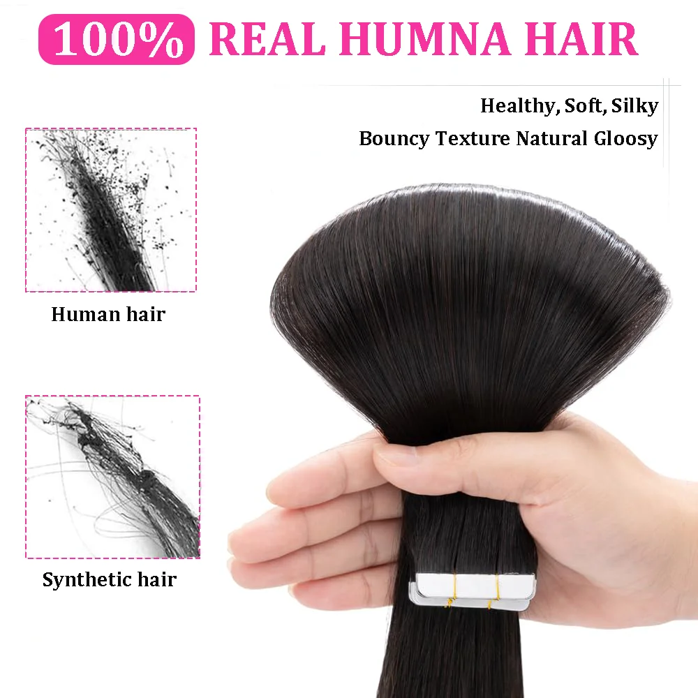 Tape Hair Extensions Machine Remy Seamless Skin Weft Adhesive 4x0.8cm Tape In Human Hair Natural Black Brown Blonde 20pcs 26inch
