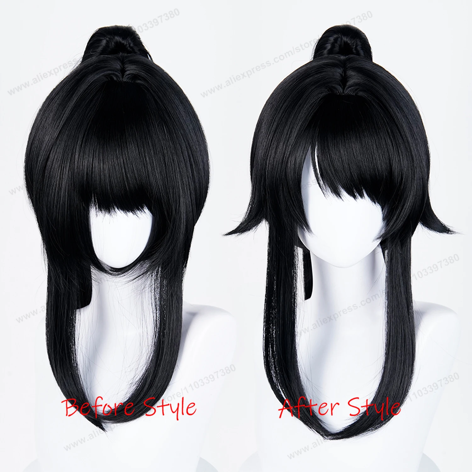 Ayano Aishi Cosplay Synthetic Wig Woman Hair 53cm Black Ponytail Anime Heat Resistant Wigs
