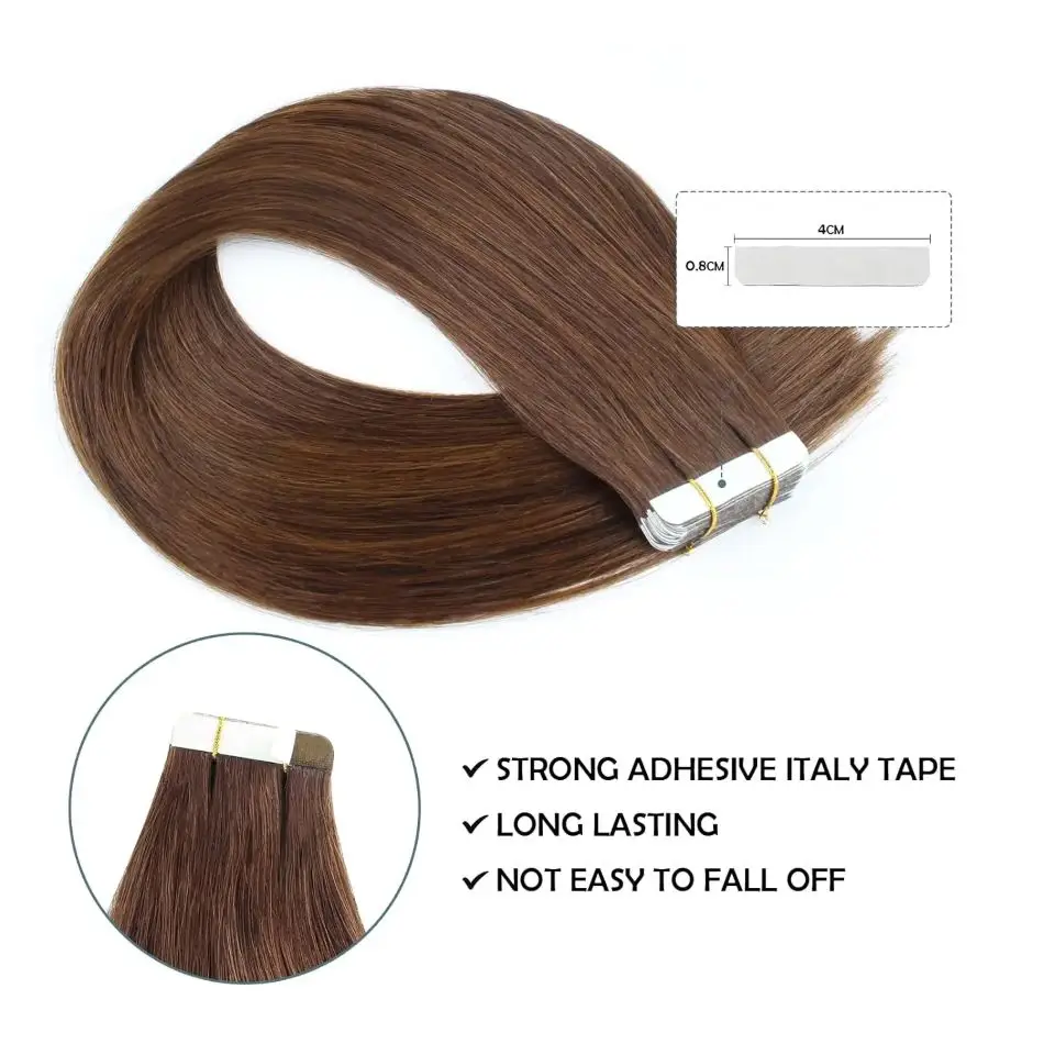 Tape in Hair Extensions Human Hair Brazilian Hair 100% Human Hair Extensions 20 Pcs Straight for Women