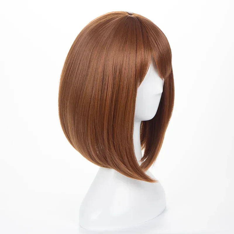 Anime My Hero Academia Ochako Uraraka Wigs Short Synthetic Brown Bob Heat Resistant Cosplay Costume Wig