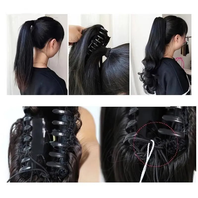 H&STAR 14Inch Synthetic Curly Wavy Ponytail Chic Hairpiece with Easy Claw Elegant Style for Women