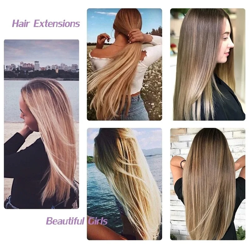 WIGSIN Synthetic 6pcs/set 24Inch Long Straight Hair Extensions Clip-in Heat Resistant Black Blonde Hairpiece for Women