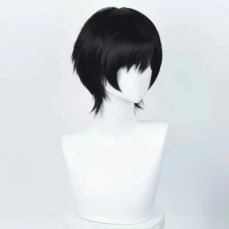 Anime Chainsaw Man Yoshida Hirofumi Cosplay Wig Short Black Heat Resistant Synthetic Hair Man Party Wigs