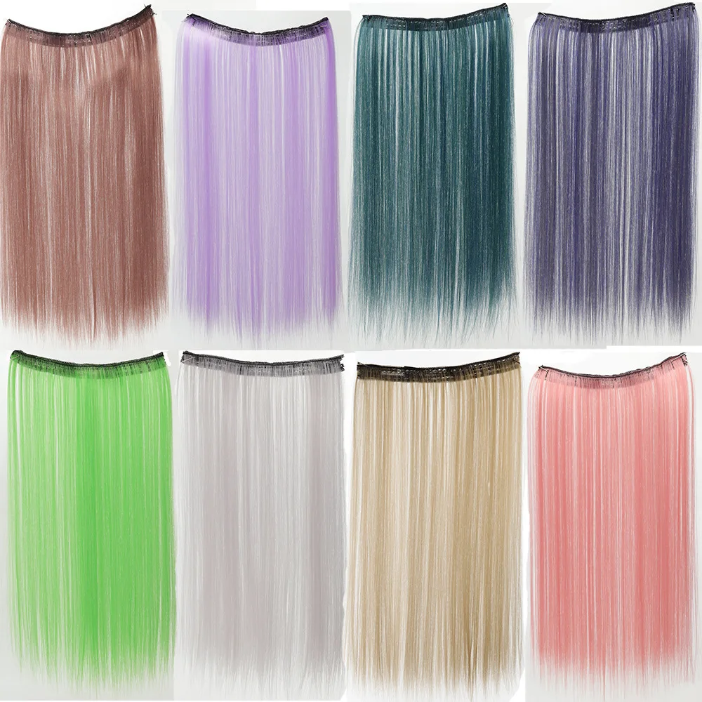 V-shaped One-Piece Synthetic 4 Clip In Hair Extensions Long Straight Hairstyle Hairpiece Colour 50CM Natural Fake Hair