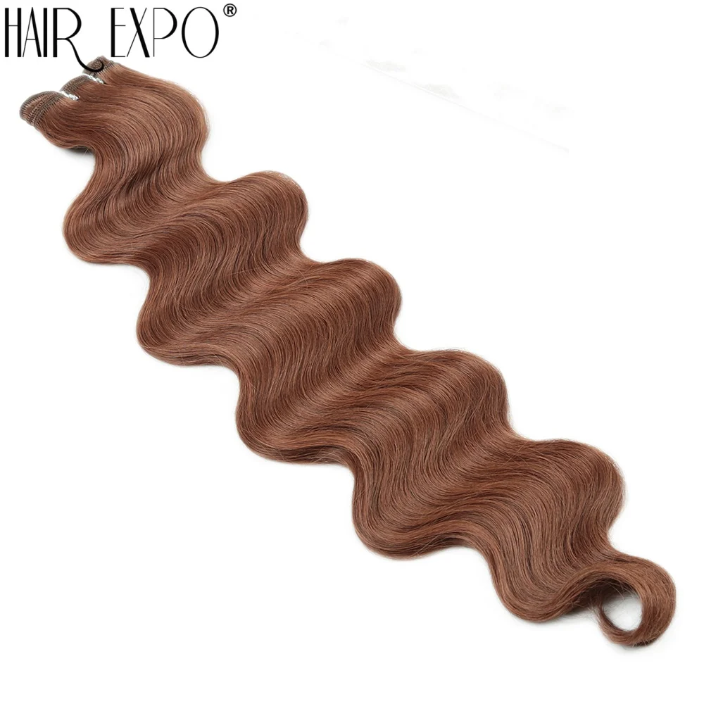 Bio Body Wave Hair Bundles 24Inch Piano Blonde Natural Synthetic Hair Extensions Ombre Thick Ponytail Loose Deep Hair Weaving
