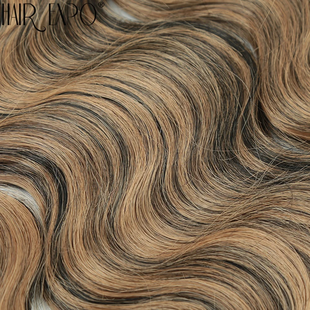 Bio Body Wave Hair Bundles 24Inch Piano Blonde Natural Synthetic Hair Extensions Ombre Thick Ponytail Loose Deep Hair Weaving