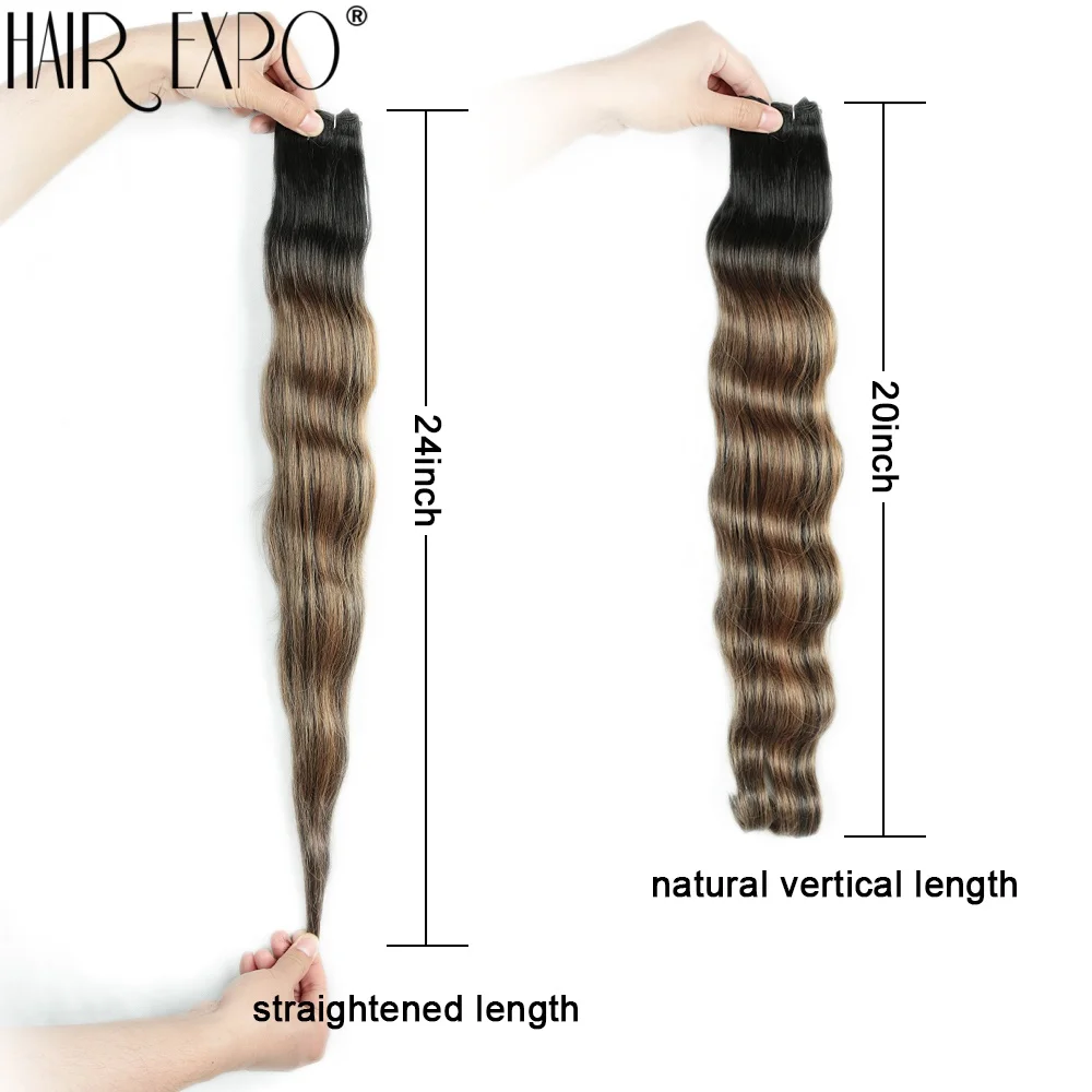 Bio Body Wave Hair Bundles 24Inch Piano Blonde Natural Synthetic Hair Extensions Ombre Thick Ponytail Loose Deep Hair Weaving