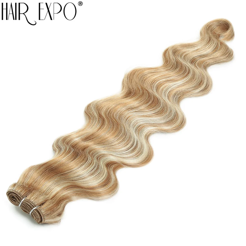 Bio Body Wave Hair Bundles 24Inch Piano Blonde Natural Synthetic Hair Extensions Ombre Thick Ponytail Loose Deep Hair Weaving