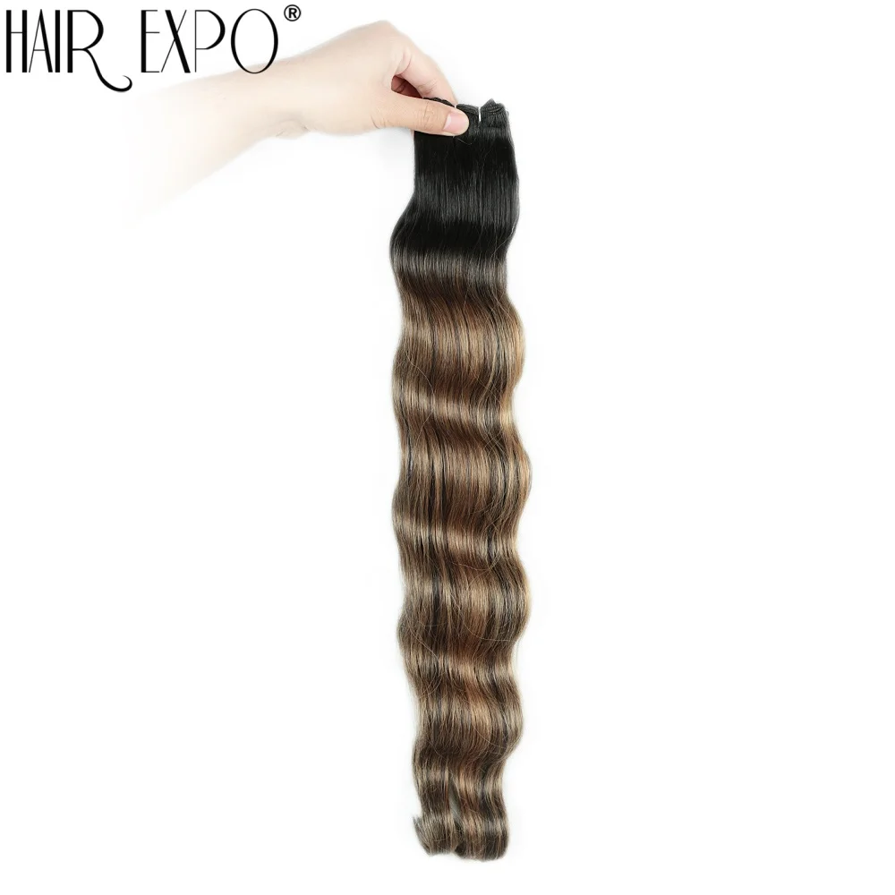 Bio Body Wave Hair Bundles 24Inch Piano Blonde Natural Synthetic Hair Extensions Ombre Thick Ponytail Loose Deep Hair Weaving