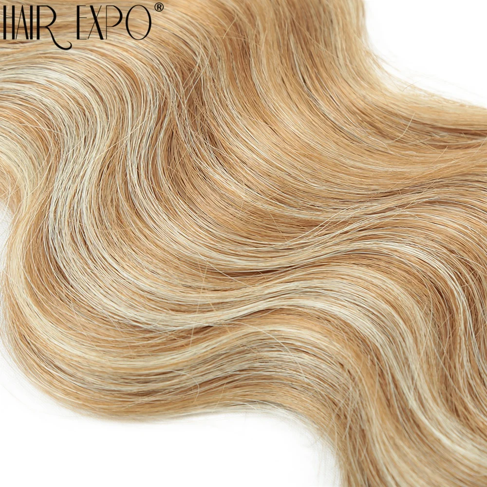 Bio Body Wave Hair Bundles 24Inch Piano Blonde Natural Synthetic Hair Extensions Ombre Thick Ponytail Loose Deep Hair Weaving