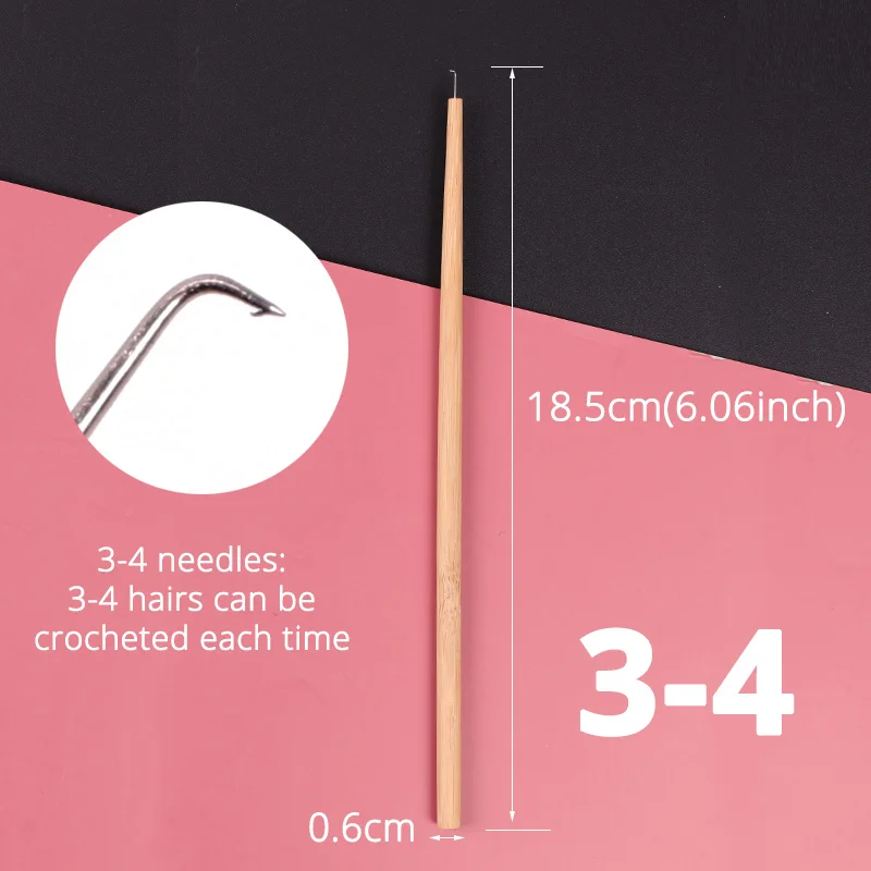 4 Pcs Different Size Ventilating Needles For Lace Wigs Making Long Wooden Handle Crochet Needle Hair Wig Making Tools