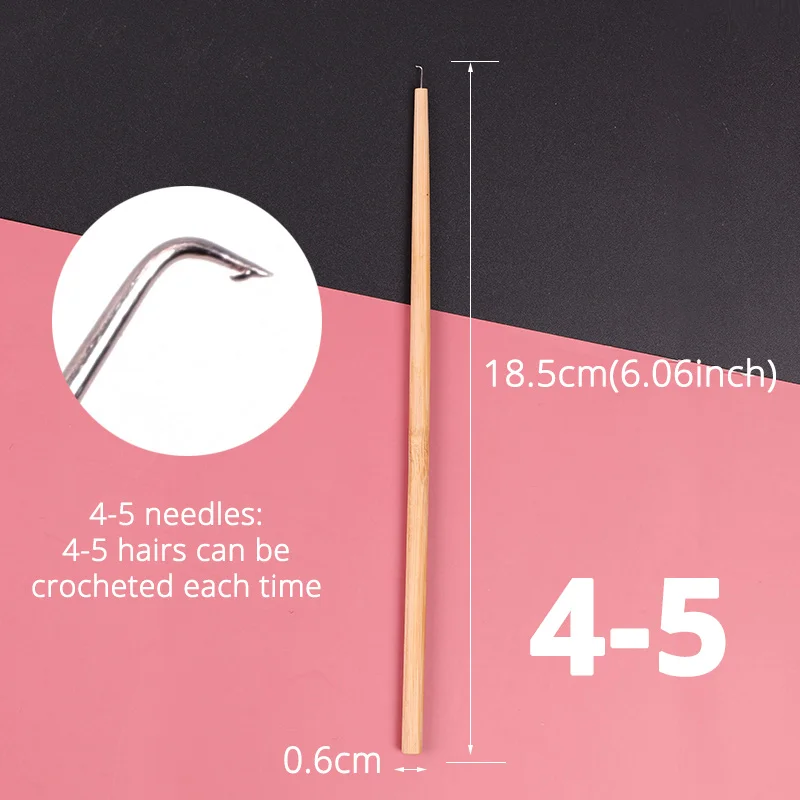 4 Pcs Different Size Ventilating Needles For Lace Wigs Making Long Wooden Handle Crochet Needle Hair Wig Making Tools