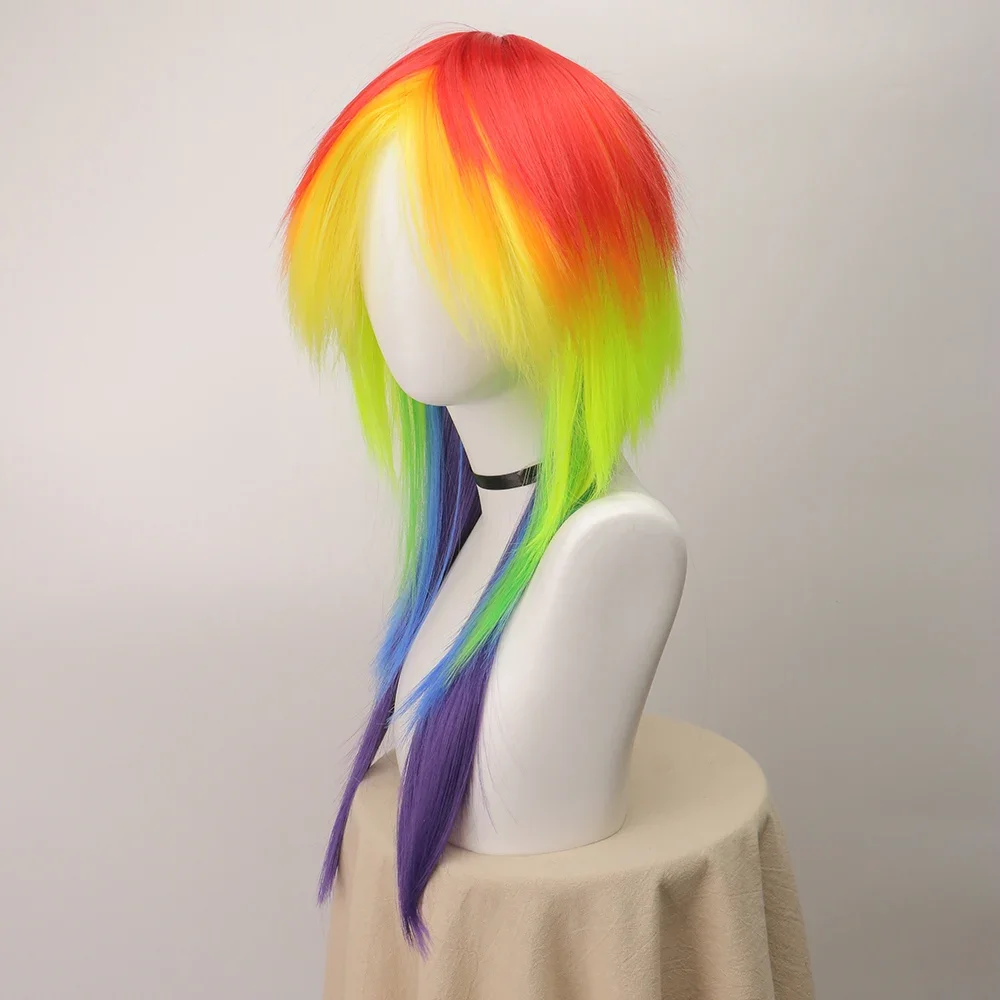 Anime Synthetic Hair Women's Cosplay Rainbow Dash Multi Color Heat Resistant Party Wigs