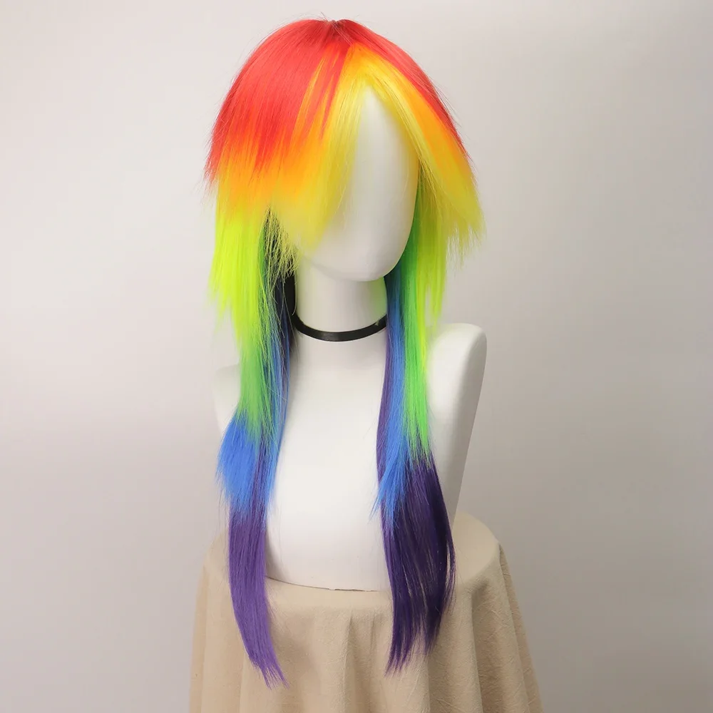 Anime Synthetic Hair Women's Cosplay Rainbow Dash Multi Color Heat Resistant Party Wigs