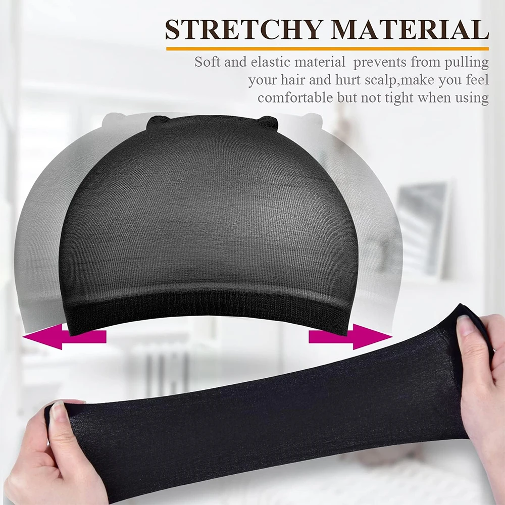 4/20pcs Black Wig Cap Elastic Breathable Invisible Wig Caps Perfect For Professional Use,2pcs/Pack