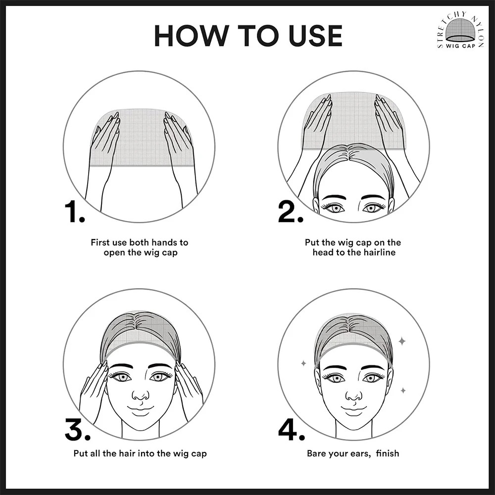 4/20pcs Black Wig Cap Elastic Breathable Invisible Wig Caps Perfect For Professional Use,2pcs/Pack