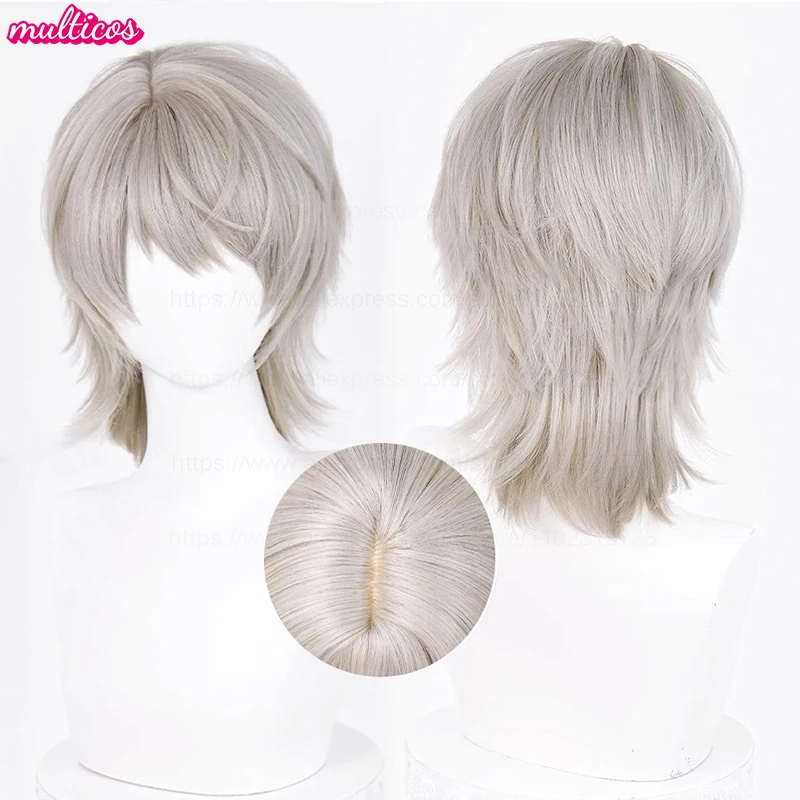 Xavier Cosplay Wig Love And Deepspace Short Linen Gray Heat Resistant Synthetic Hair Halloween Party Anime Game Wigs + Wig Cap