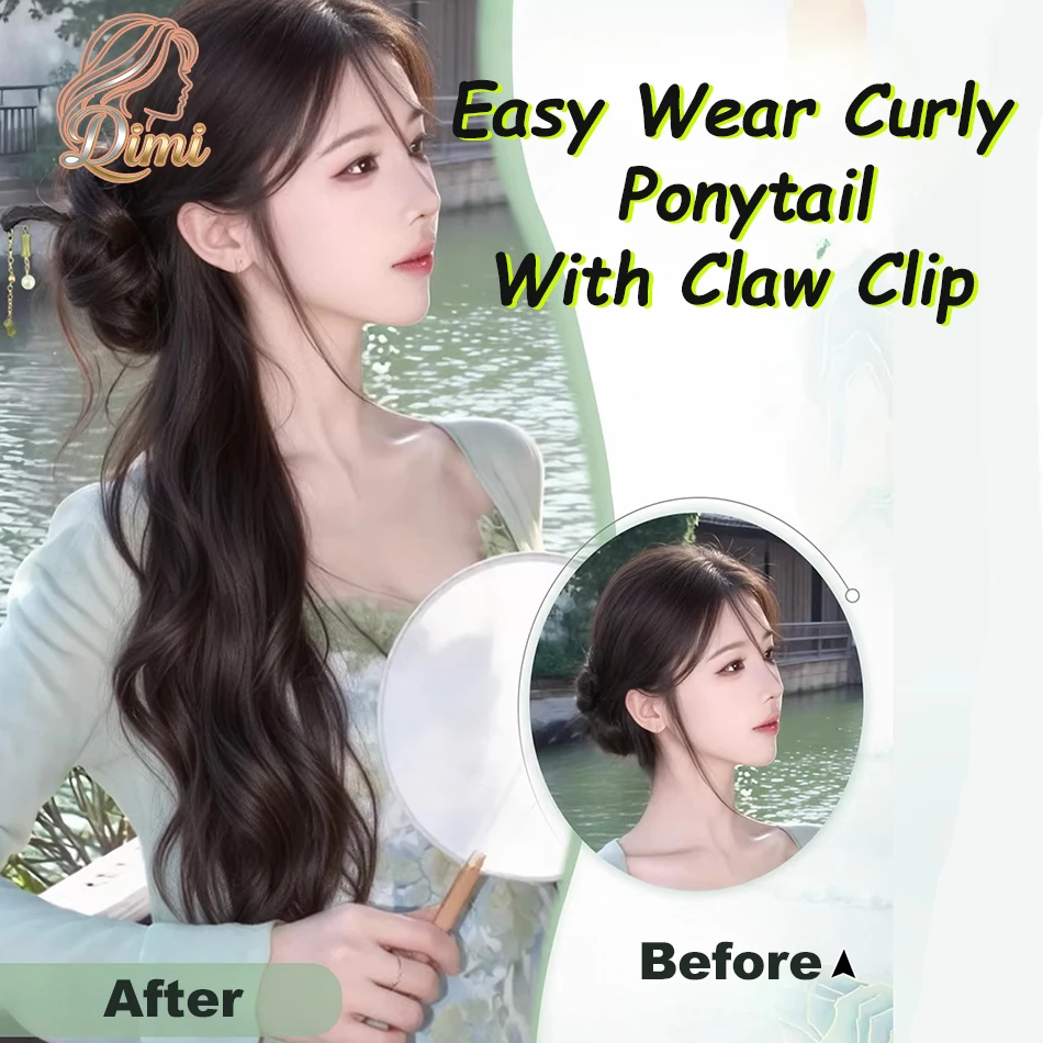 New Chinese Style Synthetic Claw Clip Ponytail Hair Extensions With Hairpins Temperament Ancient Fashioned Hair Buns Ponytail
