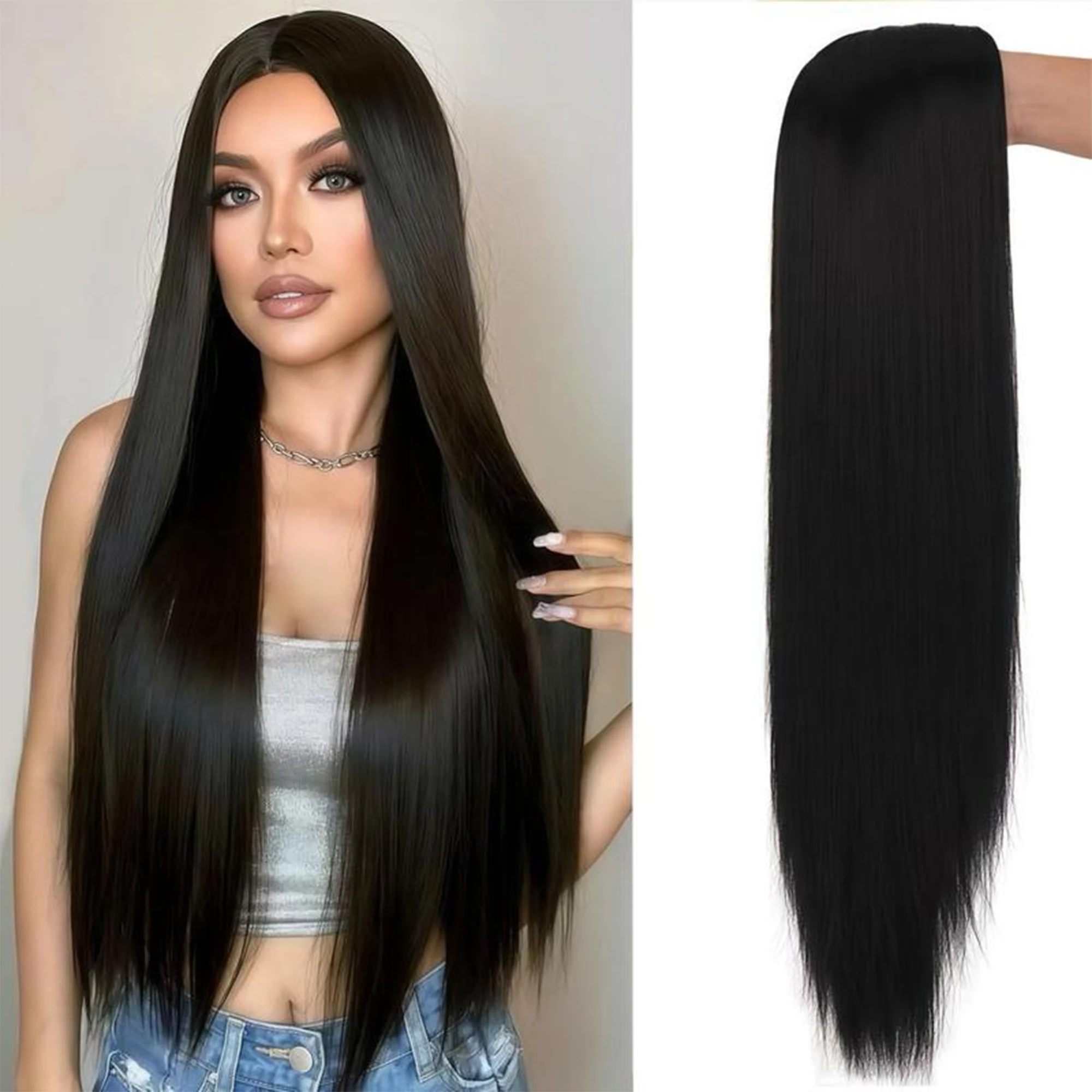 Light Blonde Wig 28 Inch Wig Long Straight Synthetic Wigs High Temperature Fibers for Cosplay Moonlight White
