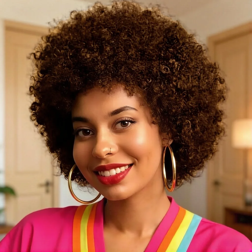 Natural Black 4A/4B Afro Kinky Curly Wig Human Hair -full machine made Short Wig with Fluffy Voluminous Texture, Hair Wig