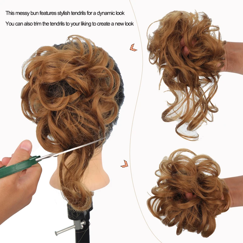 Women Fluffy Synthetic Hair Bun Wig Ring Lazy Ball Hair Scrunchie Fashion Festival Hair Headdress