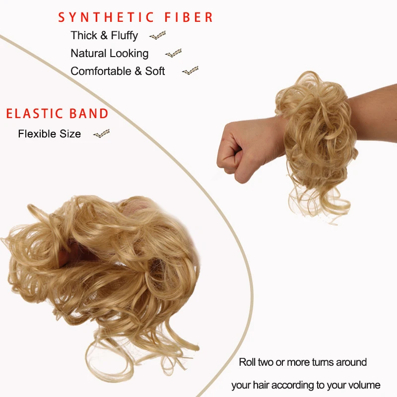 Women Fluffy Synthetic Hair Bun Wig Ring Lazy Ball Hair Scrunchie Fashion Festival Hair Headdress