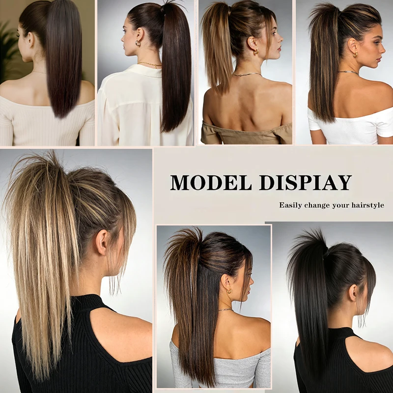 14Inch Synthetic Ponytail Extension Claw Clip On Hairpiece Soft Pony Tail Heat Resistant Fiber For Women Daily Hairstyle