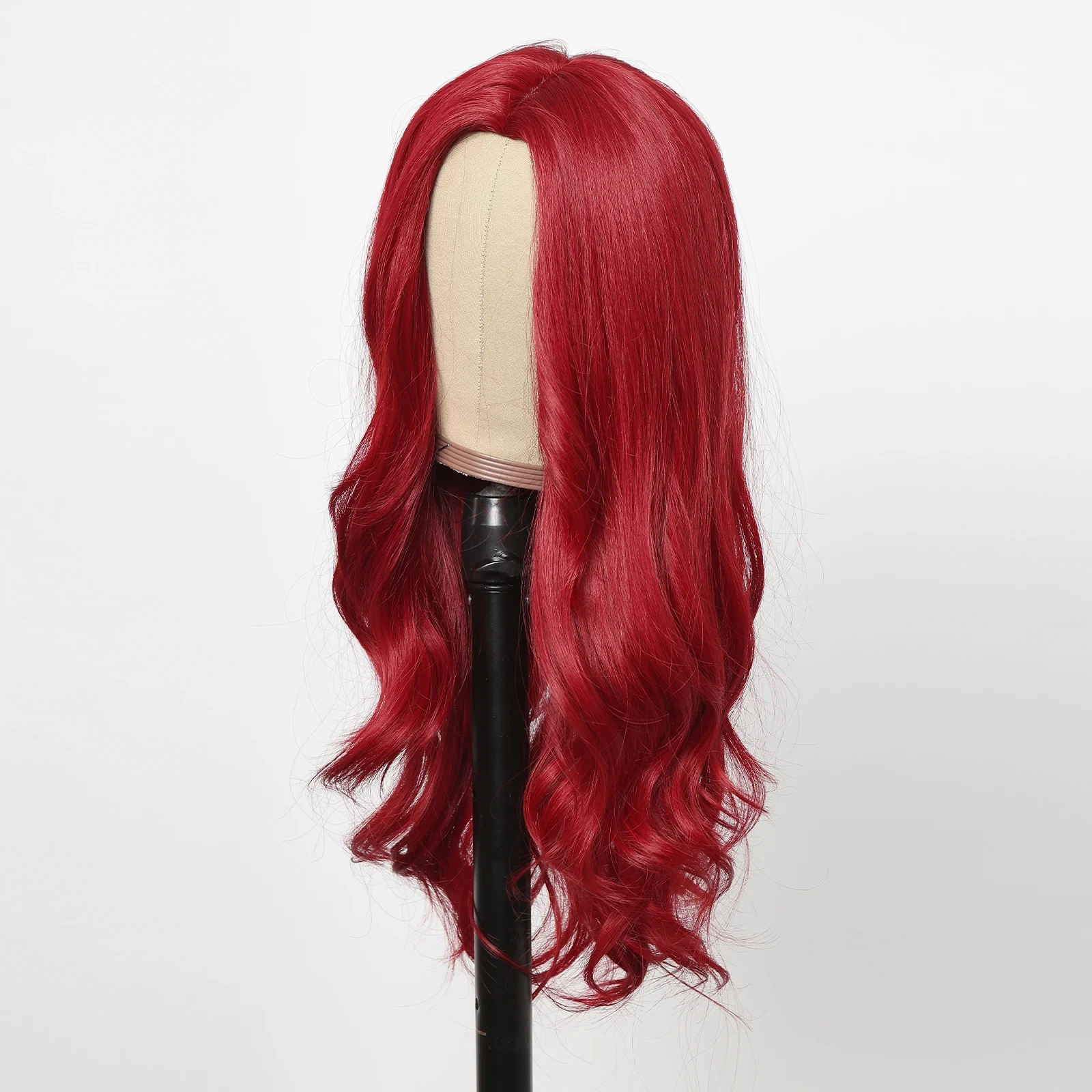 Red synthetic wig, big wave style wig, Halloween cosplay accessory, daily wear, high-temperature hair cap