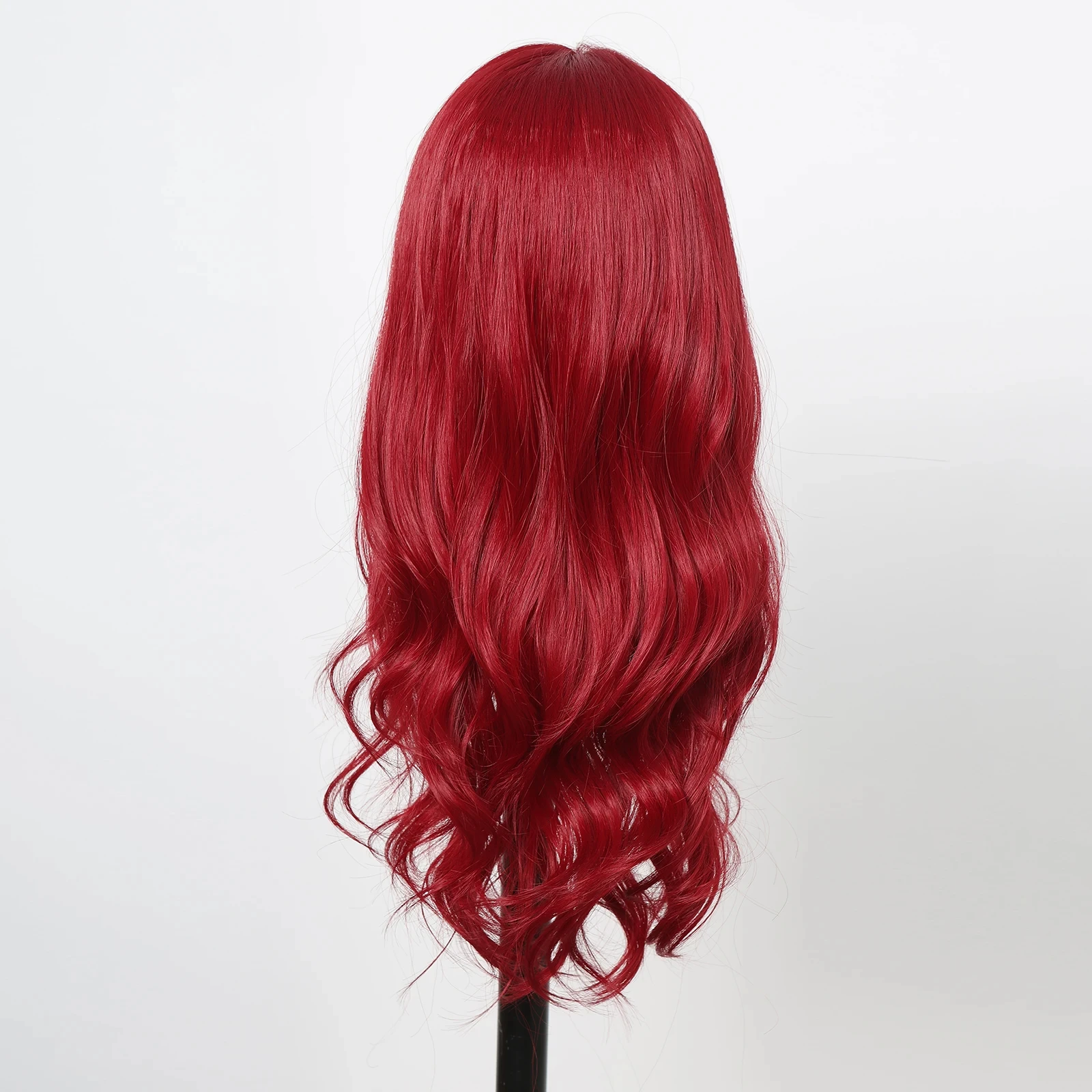 Red synthetic wig, big wave style wig, Halloween cosplay accessory, daily wear, high-temperature hair cap