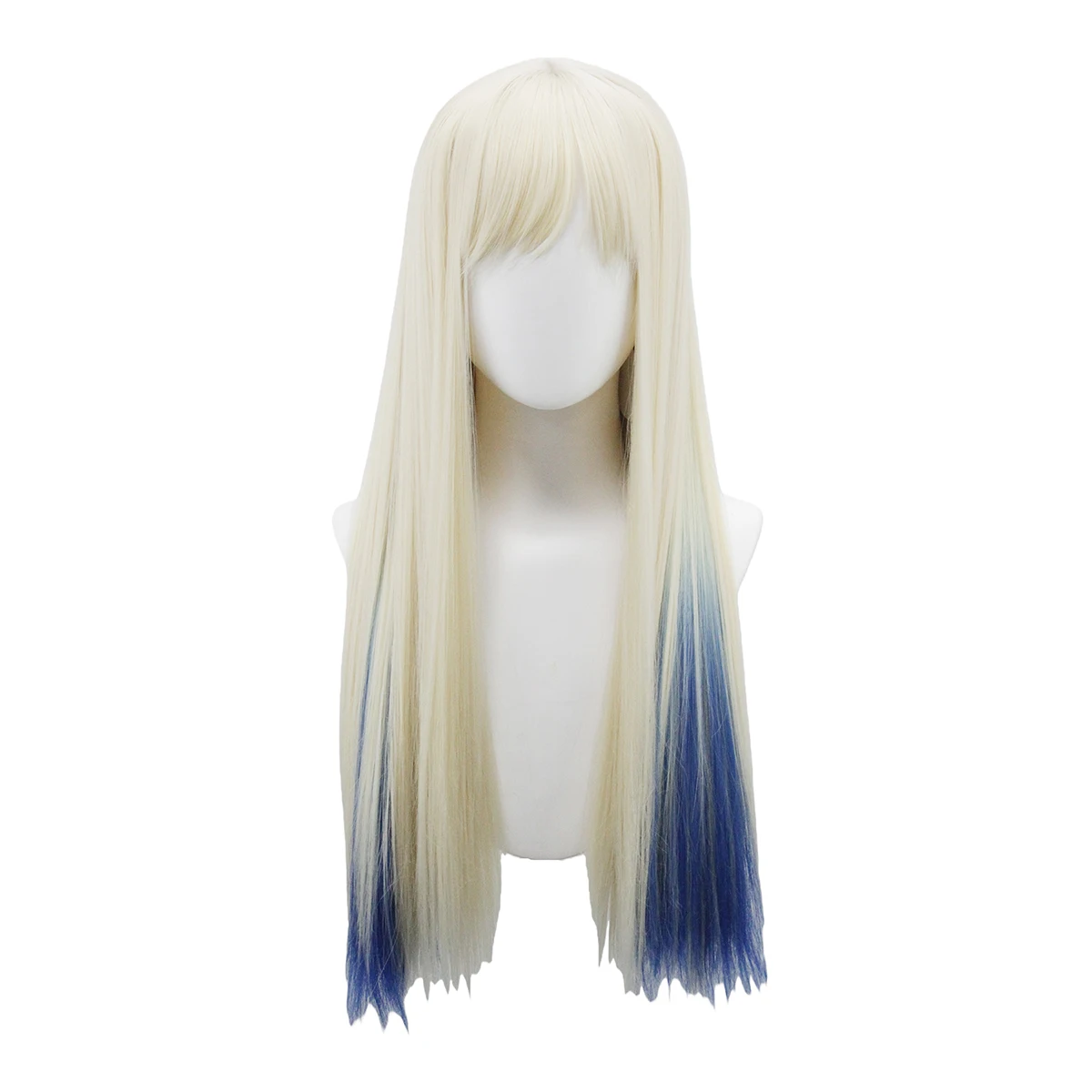 Light Golden to Rose Red and Navy ,Long Straight with Air Bangs,Sweet&Energetic Style for Daily Use,Synthetic Wigs.