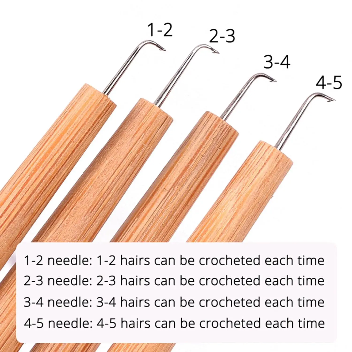 4 Pcs High Quality Hooking Hair Ventilating Needles Hair Weave Needles with Wood Handle for Wig Making&Repair Lace Wig Toupee