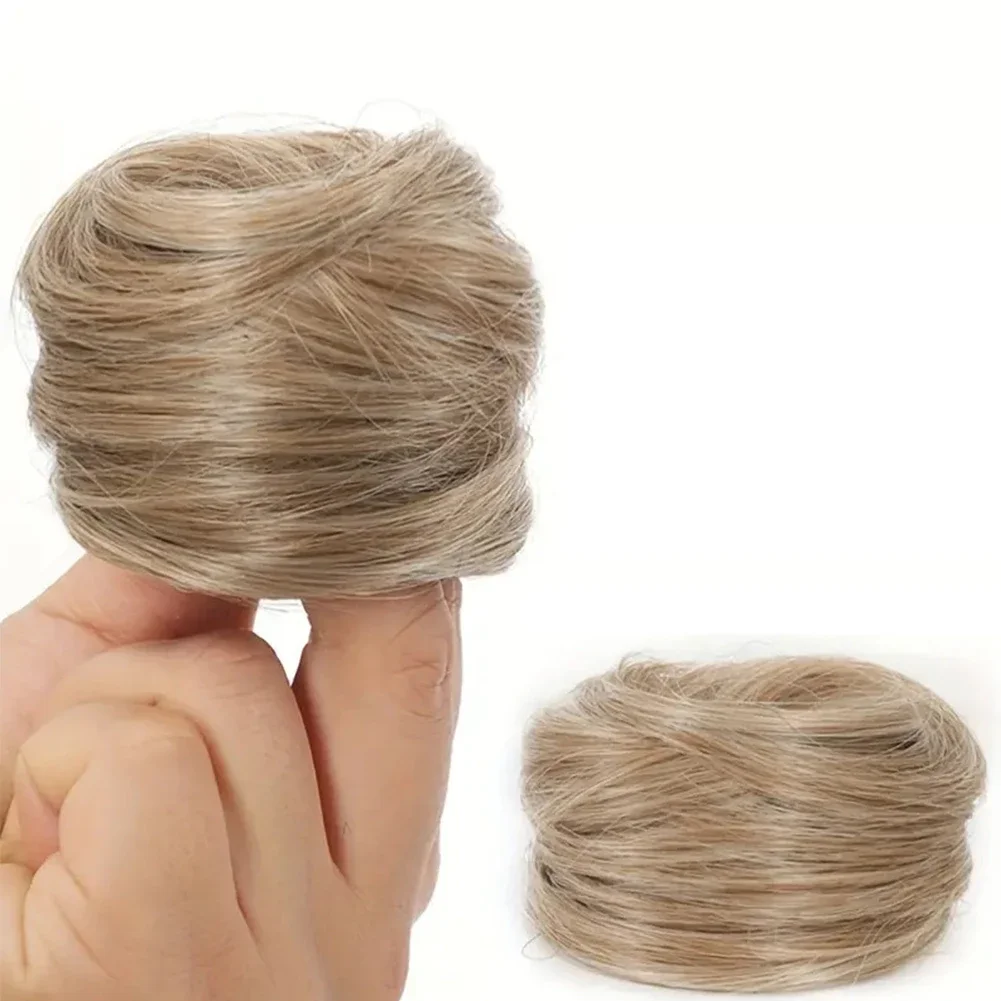 Synthetic Chignon Elastic Rubber Band Fake Hair Bun Clip in On Hair Tail Extension Updo Hair Piece Ponytail for Women