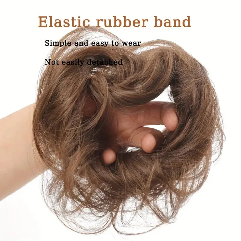 Synthetic Chignon Elastic Rubber Band Fake Hair Bun Clip in On Hair Tail Extension Updo Hair Piece Ponytail for Women