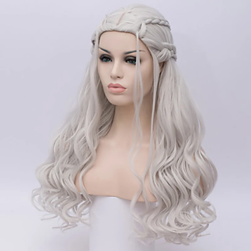 HAIRJOY   Synthetic Hair Cosplay  Wigs Silver Long Braided Costume Cosplay Queen Lolita Wig for Women