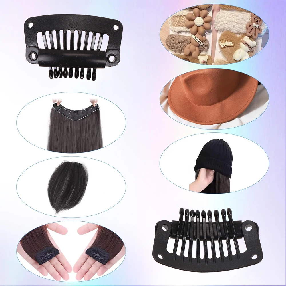 32Mm Black Plastic Wig Clips Snap Clip Used For Hair Extension Weft Hairpieces Wigs Big Hair Clips Styling Tools Wig Accessories