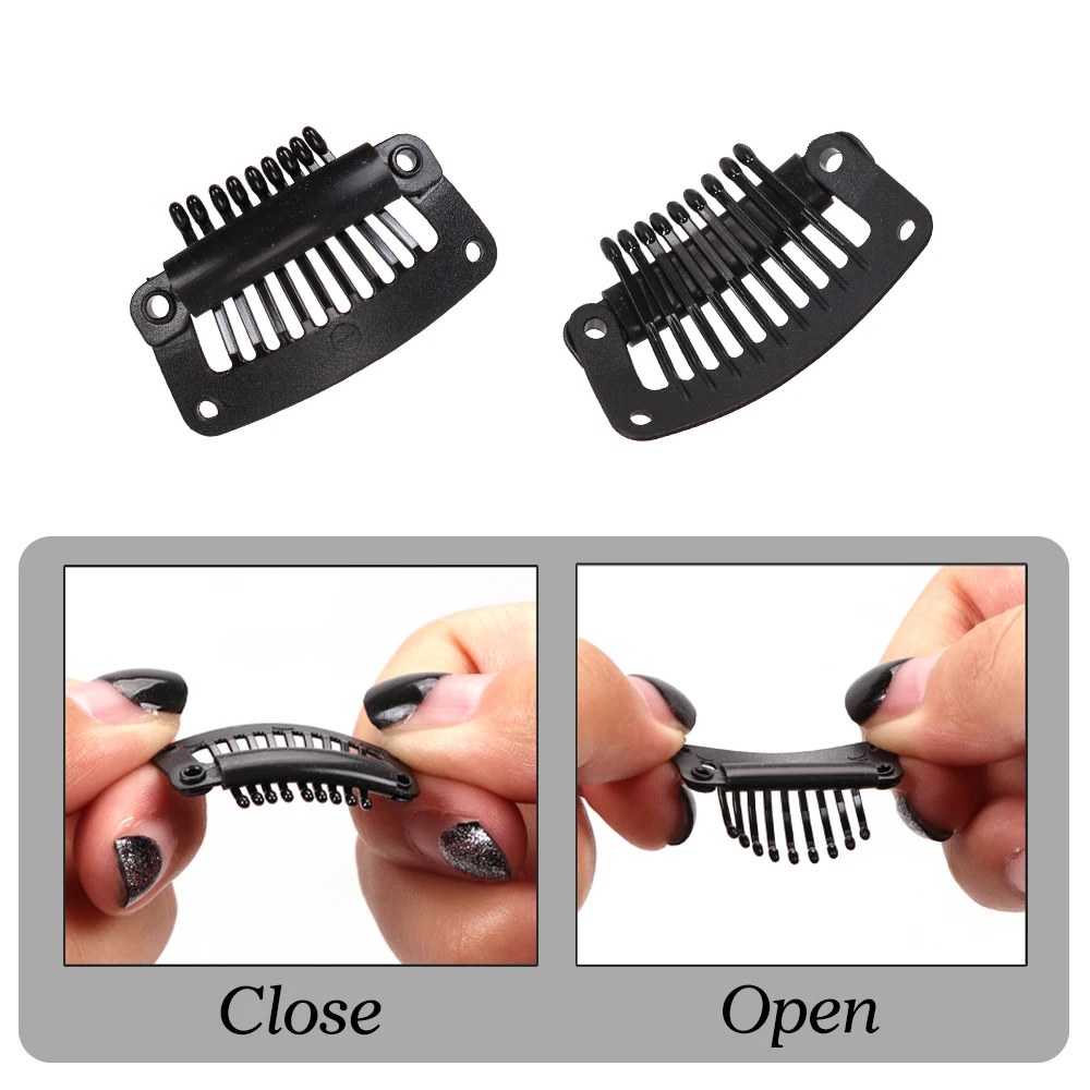 32Mm Black Plastic Wig Clips Snap Clip Used For Hair Extension Weft Hairpieces Wigs Big Hair Clips Styling Tools Wig Accessories