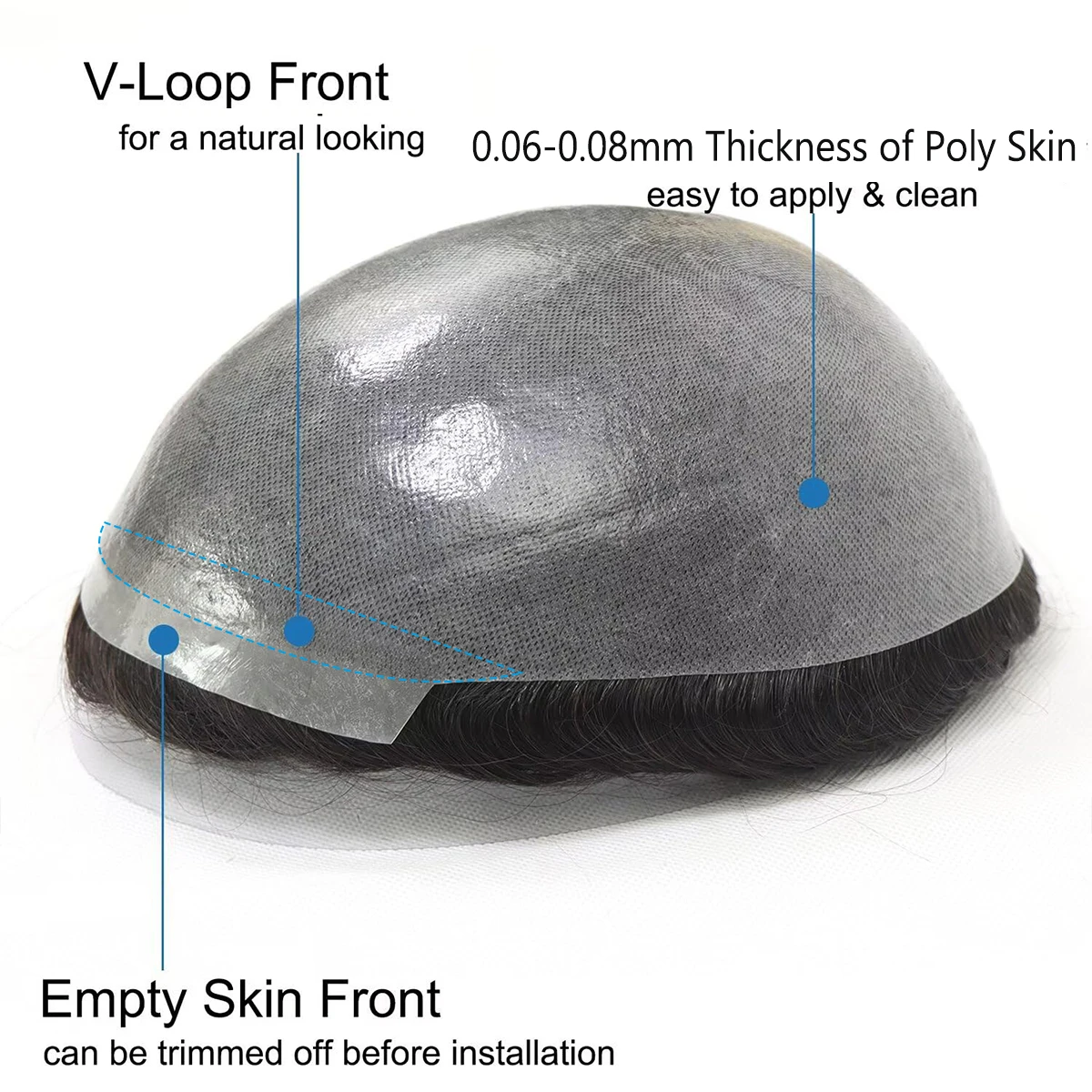 Ultra Thin Skin Hair Toupee for Men Real Human Hair Replacement System Full PU Mens Toupee Hairpieces for Male
