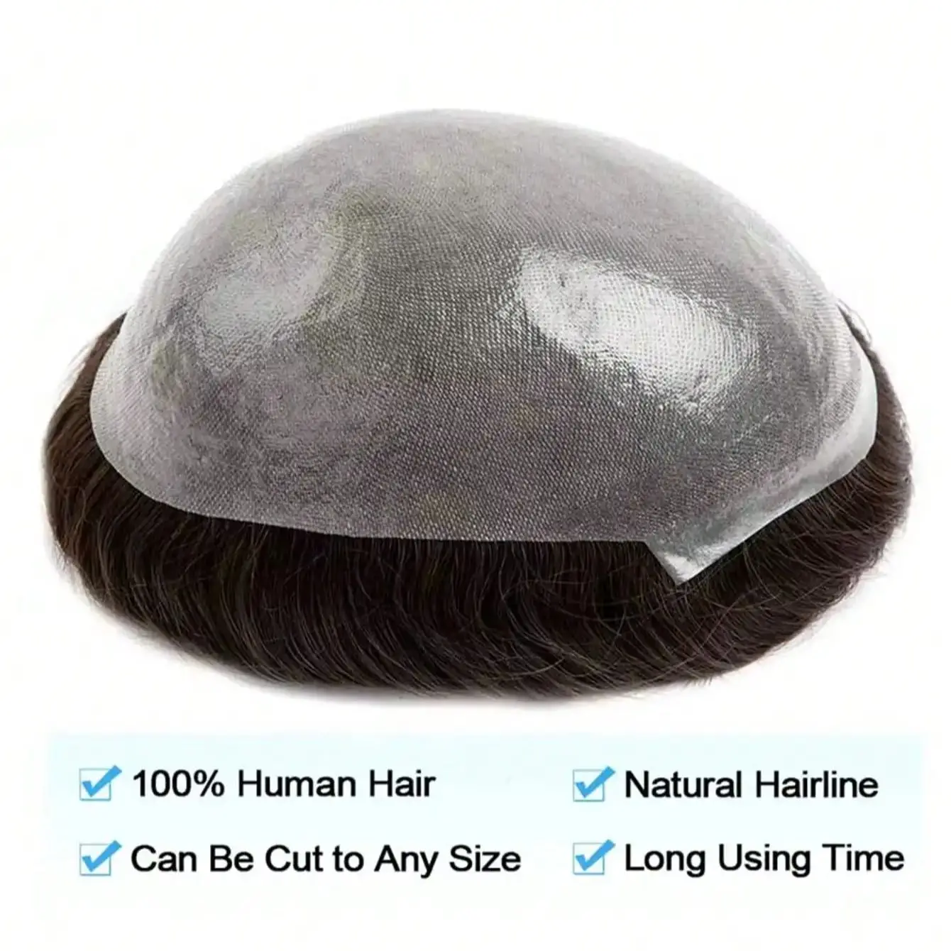 Ultra Thin Skin Hair Toupee for Men Real Human Hair Replacement System Full PU Mens Toupee Hairpieces for Male