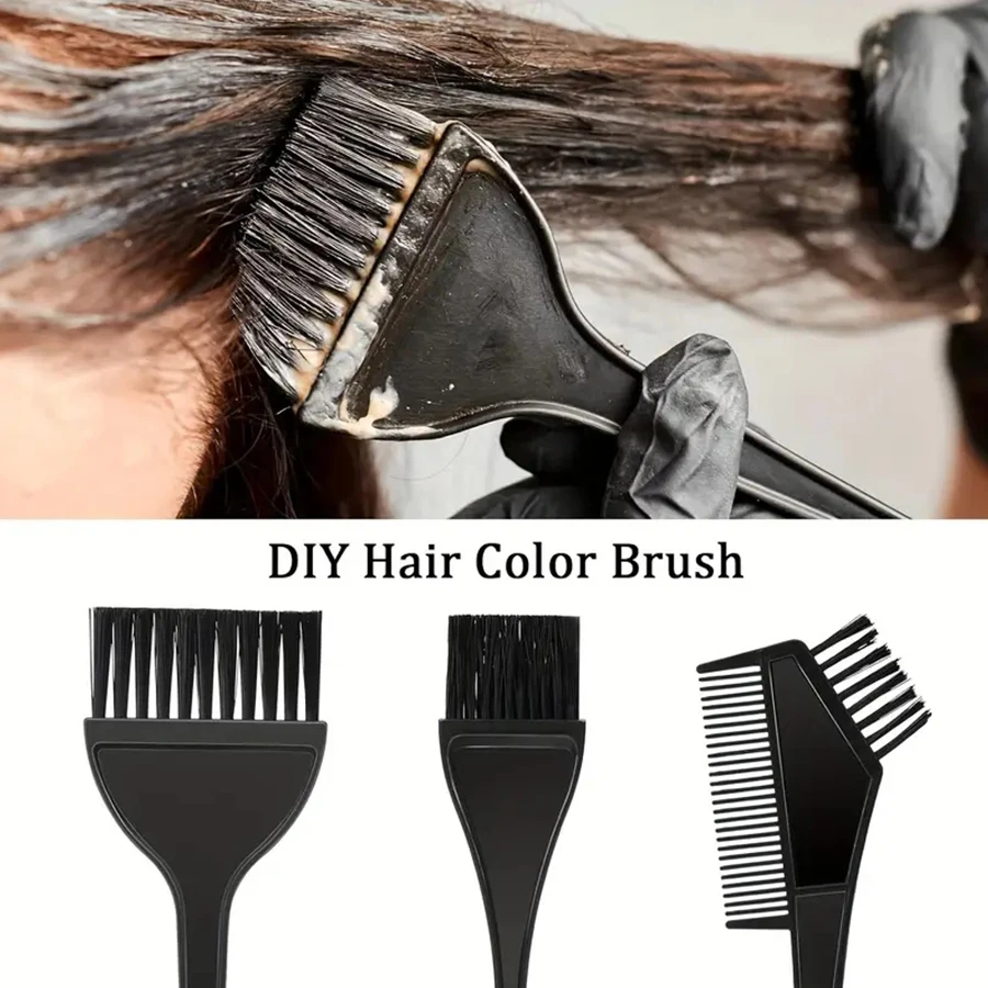 4Pcs/Set Black Hair Dyeing Accessories Kit Hair Coloring Dye Comb Stirring Brush Plastic Color Mixing Bowl DIY Hair Styling Tool