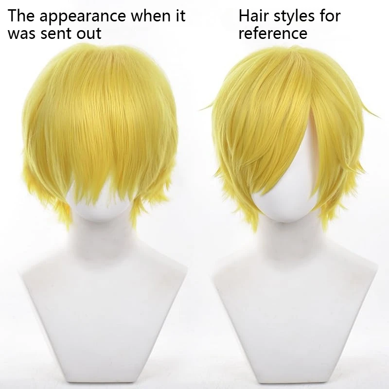 Short Yellow Cosplay Wig with Bangs Halloween Costume Party synthetic Wig for Men