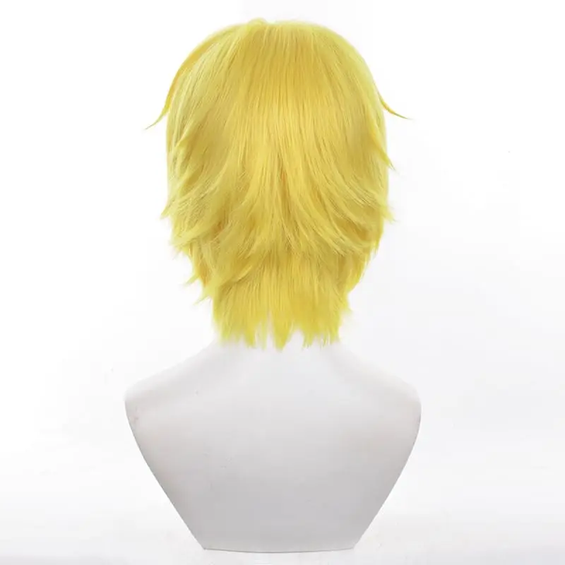 Short Yellow Cosplay Wig with Bangs Halloween Costume Party synthetic Wig for Men